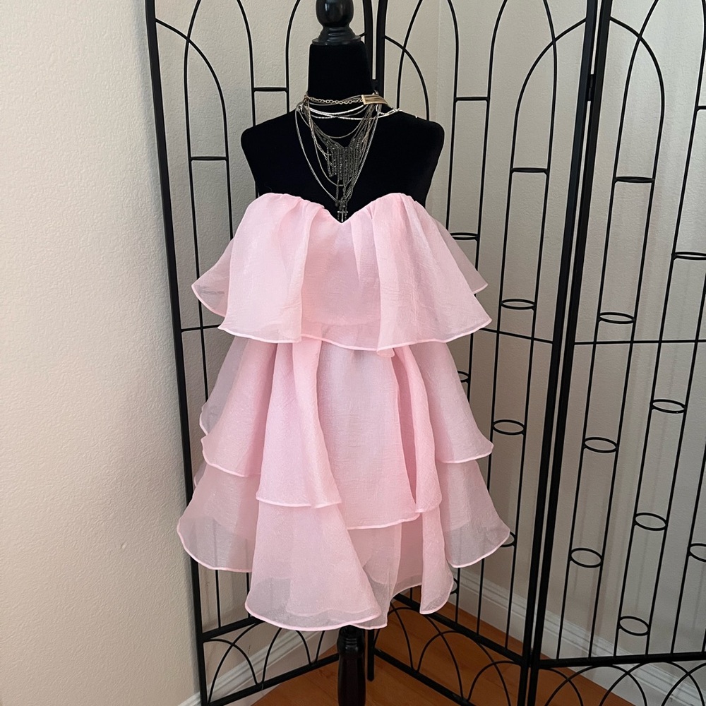 ASOS Pink Layered Chiffon cocktail dress